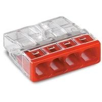 WAGO 2273-204-1 2273 Lasklem Flexibel: - Massief: 0.5-2.5 mm² Aantal polen: 4 1 stuk(s) Transparant, Rood - thumbnail