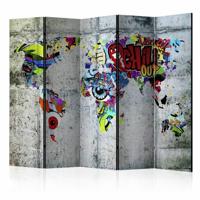 Vouwscherm / Kamerscherm - Graffiti Wereld 225x172cm , gemonteerd geleverd, dubbelzijdig geprint - thumbnail