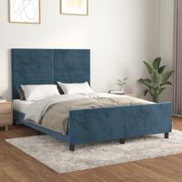 Bedframe zonder matras 140x200 cm fluweel donkerblauw - thumbnail