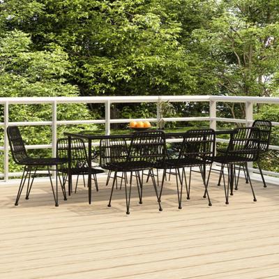 9-delige Tuinset poly rattan zwart