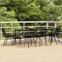 9-delige Tuinset poly rattan zwart - thumbnail