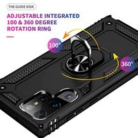 Lunso - Armor backcover hoes met ringhouder - Samsung Galaxy S22 Ultra - Zwart - thumbnail