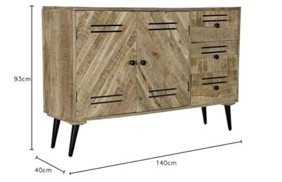 Dressoir DKD Home Decor Zwart Metaal Mangohout (140 x 40 x 93 cm)