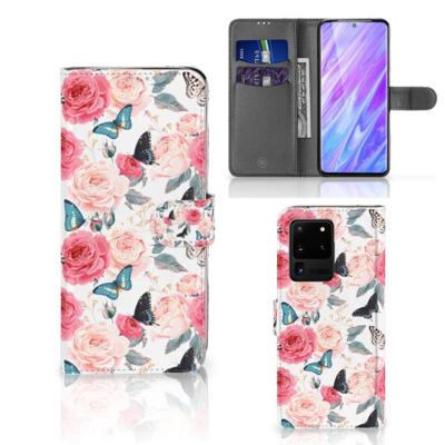 Samsung Galaxy S20 Ultra Hoesje Butterfly Roses Samsung Galaxy S20 Ultra Hoesje Butterfly Roses