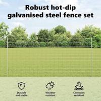 VidaXL Hek met paal zilver 1,4 x 25 m staal - thumbnail