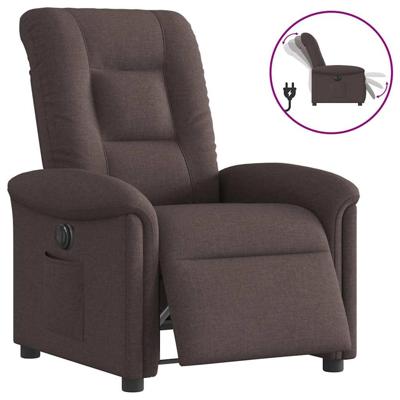 Fauteuil verstelbaar elektrisch stof donkerbruin