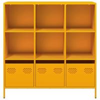 Hoge kast 101,5x39x103,5 cm staal mosterdgeel - thumbnail