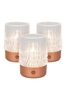 Lucide LILY - Oplaadbare Tafellamp - Accu/Batterij - Ø 8 cm - LED 3 StepDim - 1x3W 2700K/3000K - Koper - Set van 3 - thumbnail