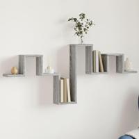 Wandschap 104,5x10x43 cm bewerkt hout grijs sonoma eikenkleurig - thumbnail