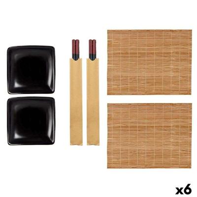 Sushi-set Kinvara Zwart Keramisch Bamboe 20,5 x 3 x 27 cm (6 Onderdelen) (6 Stuks)
