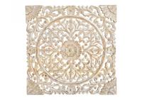 Wanddecoratie 3D-bloemendecor van mangohout, wit (B/H/D) 50x50x2cm - thumbnail