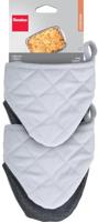Metaltex katoenen ovenhandschoenen 14x14 cm grijs/wit 2 stuks - thumbnail