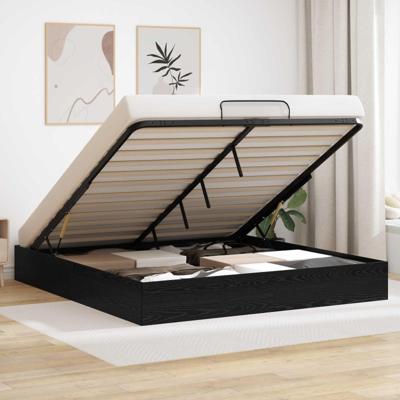 Ottoman Bedframe Zwart Eiken 193 x 120 x 25 cm Spaanplaat