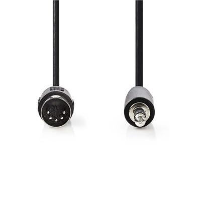 DIN-Audiokabel | DIN 5-Pins Male - 3,5 mm Male | 2,0 m | Zwart