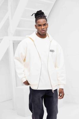 Equalité Societe Oversized Full Zip Hoodie Heren Gebroken Wit - Maat S - Kleur: Gebroken WitZwart | Soccerfanshop Equalité Societe Oversized Full Zip Hoodie Heren Gebroken Wit - Maat S - Kleur: Gebroken WitZwart | Soccerfanshop