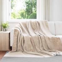 VidaXL Gooi deken beige 220 x 240 cm fleece - thumbnail
