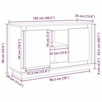Dressoir Zwart Eiken 102 x 35 x 60 cm Bewerkt hout - thumbnail
