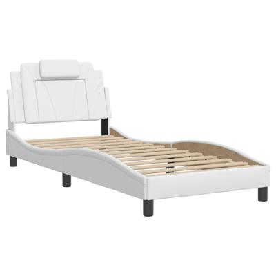 Bedframe met hoofdbord kunstleer wit 80x200 cm