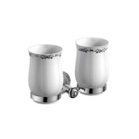 Dubbele Bekerhouder Sapho Astor Hangend Chroom / Wit - thumbnail