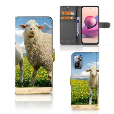Xiaomi Redmi Note 10/10T 5G | Poco M3 Pro | Telefoonhoesje | Met pasjeshouder | Schaap en Lammetje