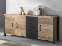 Dressoir OLIANNE 3 deuren 3 lades appenzeller sparren/zwart - thumbnail