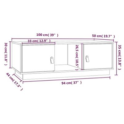 Salontafel 100x50x35 cm massief grenenhout wit