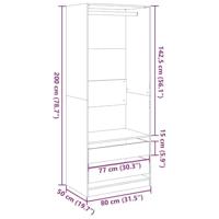 Kledingkast 80x50x200 cm bewerkt hout oud hout - thumbnail