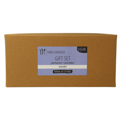 Yours Naturally Giftset 2 geurkaars&1x geurstokjes lavendel 1 Set
