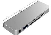 Hyper - HyperDrive 6-in-1 USB-C Hub voor iPad Pro/Air - 3,5 mm audio jack stekker, USB-A, SD, Micro SD, USB-C, HDMI - zilver - thumbnail