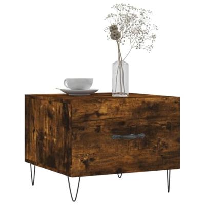 Salontafels 2 st 50x50x40 cm bewerkt hout gerookt eikenkleurig