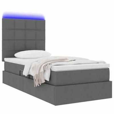 Opbergbed met LED met matras Donkergrijs 100 x 200 cm Polyester