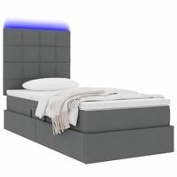 Opbergbed met LED met matras Donkergrijs 100 x 200 cm Polyester - thumbnail