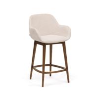 Kave Home Barkruk 'Konna' Essenhout en stof, kleur Beige/Bruin (zithoogte 66cm) - thumbnail