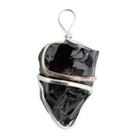 Ruwe Edelsteen Hanger Zwarte Obsidiaan Wikkel - thumbnail