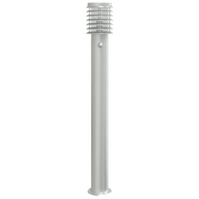 Buitenvloerlampen 3 st met sensors 110 cm roestvrijstaal zilver