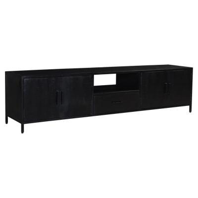Livingfurn TV-meubel 'Kala' 220cm Mangohout, kleur zwart