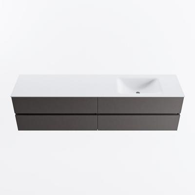 MONDIAZ VICA 190cm badmeubel onderkast Dark Grey 4 lades. Wastafel CLOUD rechts zonder kraangat, kleur Talc.