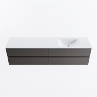 MONDIAZ VICA 190cm badmeubel onderkast Dark Grey 4 lades. Wastafel CLOUD rechts zonder kraangat, kleur Talc. - thumbnail