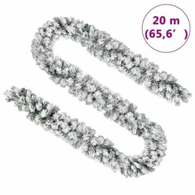 VidaXL Kerstslinger met sneeuw 20 m pvc groen - thumbnail