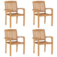 Tuinstoelen stapelbaar 4 st massief teakhout - thumbnail