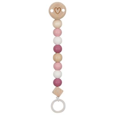 Goki houten fopspeenketting hart roze
