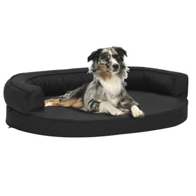 VidaXL Hondenbed ergonomisch linnen-look 75x53 cm zwart VidaXL Hondenbed ergonomisch linnen-look 75x53 cm zwart