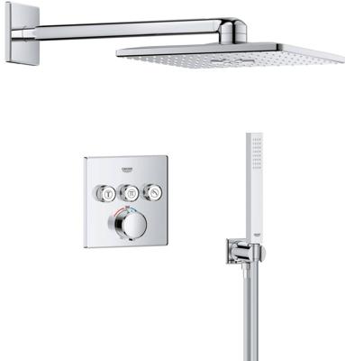 Grohe Precision SmartControl inbouw regendoucheset met 3 straalsoorten vierkant Ø31cm chroom Grohe Precision SmartControl inbouw regendoucheset met 3 straalsoorten vierkant Ø31cm chroom