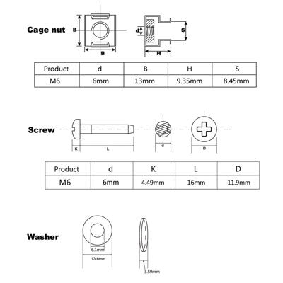 ROLINE Montagemateriaal voor 19 componenten, M6, 100x, zwart ROLINE Montagemateriaal voor 19 componenten, M6, 100x, zwart