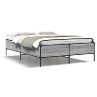 Bedframe bewerkt hout metaal grijs sonoma eiken 140x190 cm - thumbnail