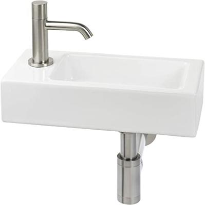 Saqu Trento fontein links 36x18cm glanzend wit