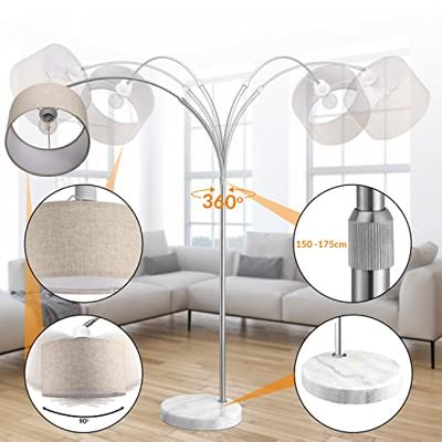 Booglamp - Stoffen Kap - Marmeren Voet - 150-175 cm- Beige