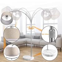 Booglamp - Stoffen Kap - Marmeren Voet - 150-175 cm- Beige - thumbnail