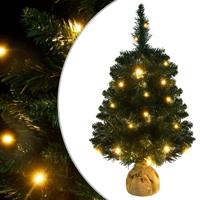 VidaXL Kunstkerstboom met verlichting en standaard 60 cm pvc groen - thumbnail