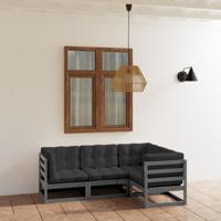 4-delige Loungeset met kussens massief grenenhout - thumbnail